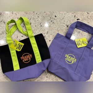 Trader Joe's Black and Purple Tote Bags